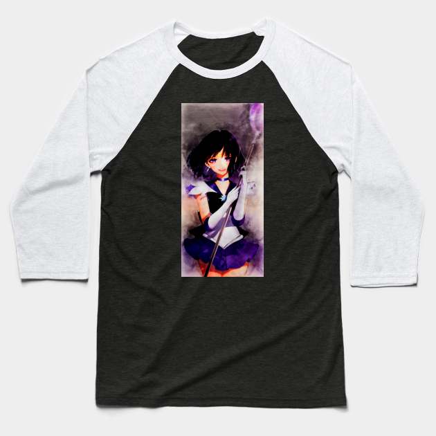 Sailor Saturn Anime Watercolor Baseball T-Shirt by Isamu Studio